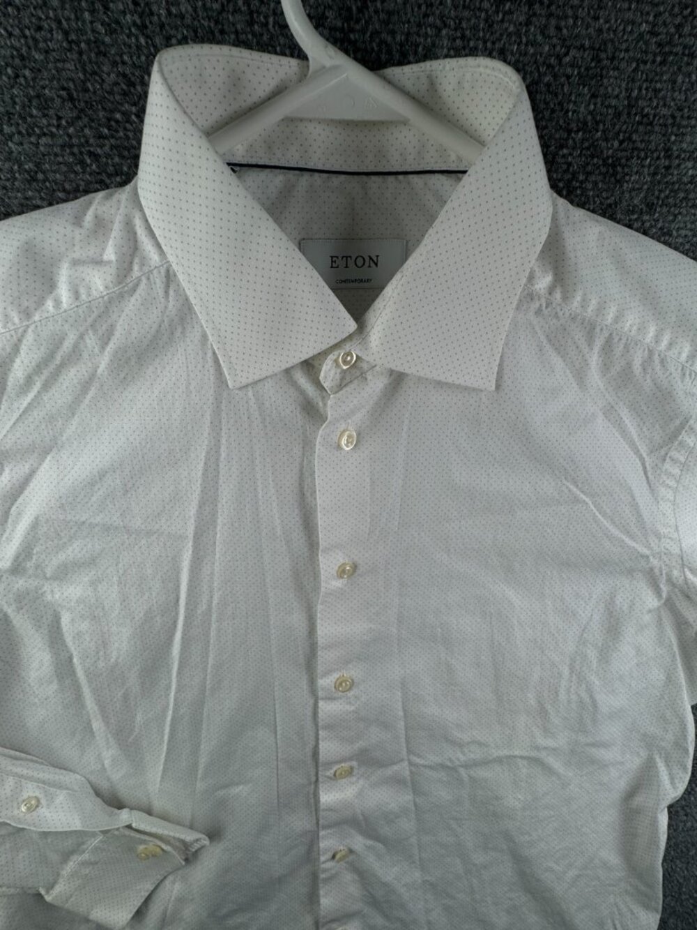Eton BRIGHTON Button Up Shirt Men Cotton Long Sleeve Blue Polka Dot White 17